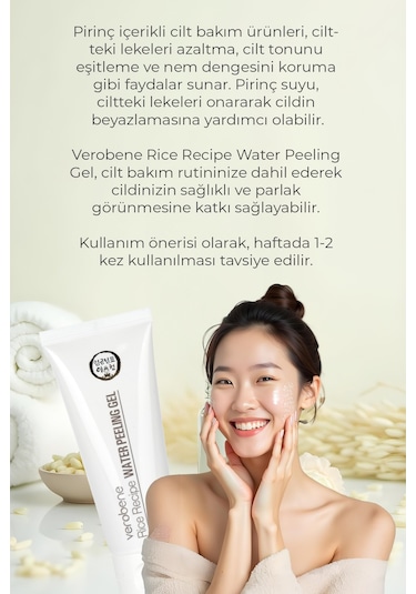 Verobene Rice Recipe Water Peeling Pirinç Özlü Temizleme Jeli Kore 100 ML