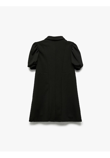 Koton Fermuar Detaylı Balon Kollu Gömlek Yaka Elbise Siyah 6wkg80028ak Siyah
