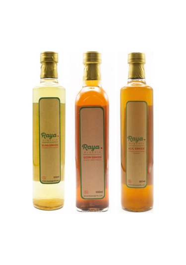 Organik Elma Sirkesi 500 Ml, Alıç Sirkesi 500 Ml, Üzüm Sirkesi 500 Ml Set