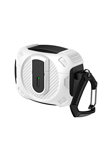 Airpods Uyumlu Pro Lock Darbeye Dayanıklı Bluetooth Kulaklık Koruyucu Kılıf İçin Siyah Beyaz