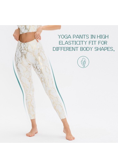 Springsun Yılan Desenli Yüksek Bel Yoga Taytı - Ter Emici Spor Pantolon SiYAH