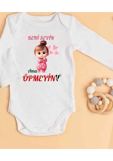 Lupi İsimli Zıbın Yazılı Bebek Zıbın Krem-vizon Beyaz
