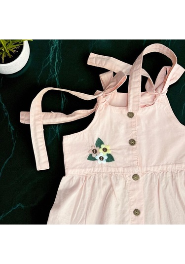 Nakışlı Renkli Elbise Pembe