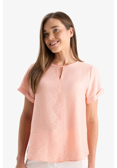 Defacto Regular Fit Yuvarlak Yaka Kısa Kollu Bluz C8831ax25smpn339 Pembe