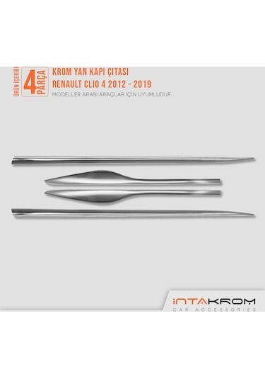 intakrom Renault Clio 4 Krom Yan Kapı Çıtası 4 Parça 2012-2021- Hb-Sw N11.2659