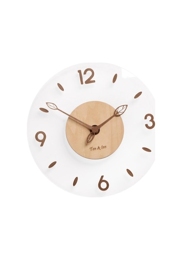 Suntek Dükkan Dekorasyonu İçin Sessiz Dekoratif Yuvarlak Ahşap Akrilik Duvar Saati 14" Çok Renkli