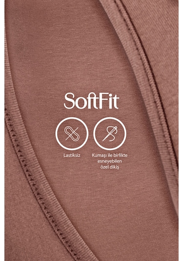 Auw Basic Kadın Derin Yaka Atlet Modal Pamuk 3'lü - Softfit Bronz