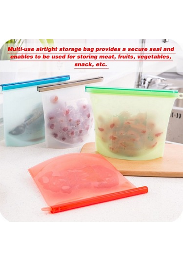 Symbee 4000ml Yeniden Kullanılabilir Silikon Muhafaza Çantası - Hava Ve Sızıntı Geçirmez, Meyve, Sebze, Atıştırmalık Saklamak İçin, Mavi, A4000 Mavi