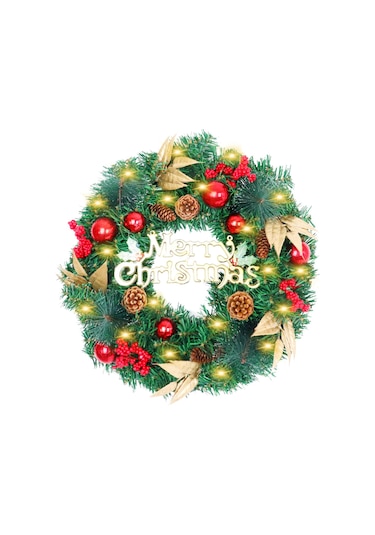 Ön Kapı 19 7" Yapay Noel Çelengi Sıcak Işık