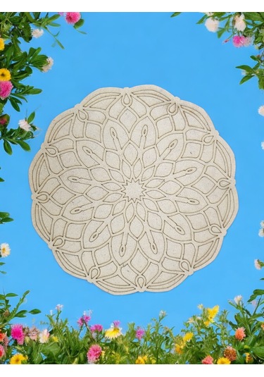 Mandala , 20 Cm 2'li Ahşap Hobi Boyama Setleri Model 6