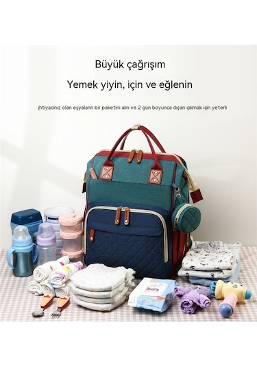 Yy-r Anne Çantası Büyük Kapasiteli Taşınabilir Bebek Çantası Su Geçirmez Emzik Çantası Hafif Omuz Dışarı Çıkma-azur Mavi