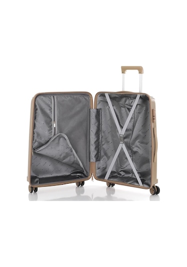 Mçs Bavul Orta Ve Kabin 2li Set Kırılmaz Silikon Valiz V305 Şampanya Şampanya