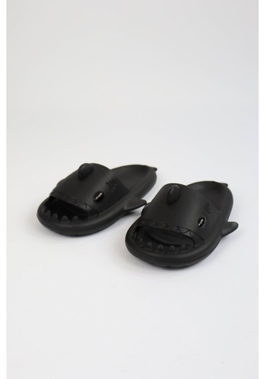 Wagoon Wg500 Köpekbalığı Siyah Unisex Tam Ortopedik Terlik Shark Slides Siyah