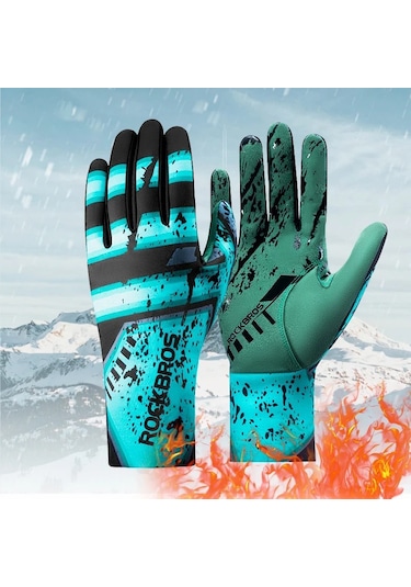 Rockbros S341 1 Çift Tam Parmak Termal Sıcak Bisiklet Eldiveni