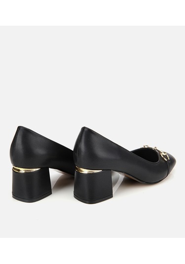 Hotiç Kadın Siyah Gold Tokalı Kalın Topuklu Ayakkabı 01ayh314840a100 01ayh314840a100 Siyah