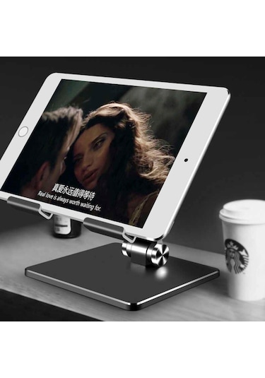 Tablet Telefon Tutucu Standı Alüminyum Teleskopik Masaüstü 134 Gümüş