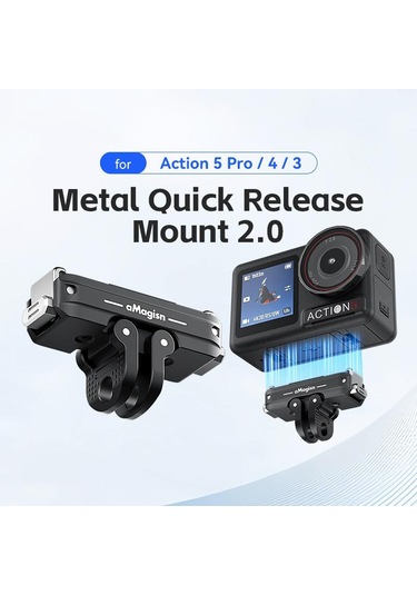 Djı Action 5 Pro / 4/3 Amagisn Metal Manyetik Hızlı Bırakma Dağı Çift Arayüz Adaptörü İçin Siyah