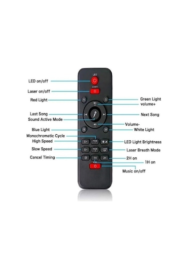 Torima Lw-34 Siyah Starry Led Lazer Projektör Bluetooth Müzik Hoparlör Uzaktan Kumandalı Gece Lambası Çok Renkli