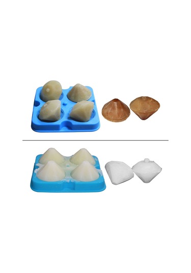 Konesam Gıda Grubu Silikon Buz Kalıbı, 4 Delikli Elmas Şekilli, Siyah, Whiskey İçin İdeal, Güvenli Kullanım Çok Renkli