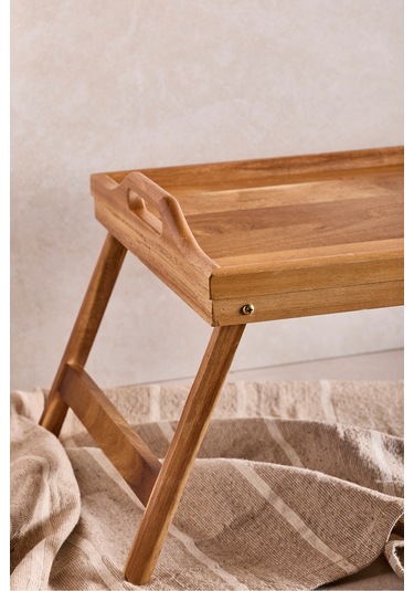 Akasya Ayaklı Katlanabilir Keyif Tepsi 50x30 Cm Kahverengı Kahverengi