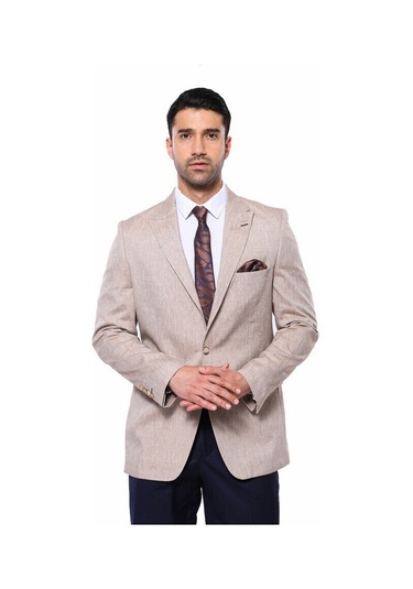 Wessi Slim-fit Sivri Yaka Açık Kahverengi Spor Ceket Açık Kahverengi