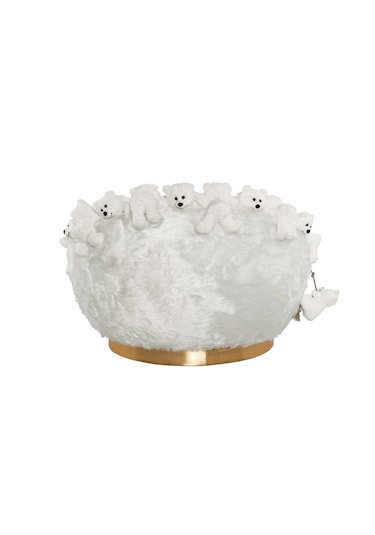 Most Teddy Kids Pro Ayıcıklı Beyaz Peluş Kumaş Döner Berjer Evin Beyaz