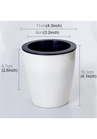 Tembel Saksılar Otomatik Su Emici Hidroponik Saksı Bitkileri Dairesel Reçine Plastik Saksılar Çift Katmanlı Tasarım Kendi Kendini Sulama Ekici, Çap: 11cm, Yükseklik: 10.3cm Beyaz