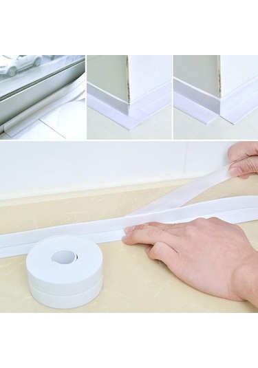 Beyaz Lavabo Banyo Sızdırmazlık Şeridi Bant Beyaz Pvc Kendinden Yapışkanlı Su Geçirmez Duvar Sticker Banyo Mutfak İçin 2.2cm X 330cm