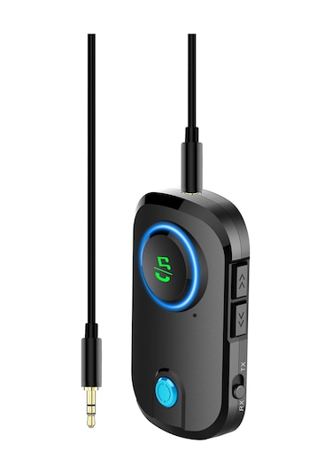 Xindoker "t3 Kablosuz Bluetooth 5.0 Verici & Alıcı - Mikrofonlu, Çift Bağlantı, 7 Saat Pil" Gri