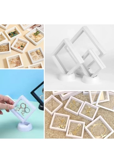 7x7 Cm Standlı 3d Takı Ziynet Hatıra Koleksiyon Saklama Kutusu Şeffaf Film Çerçevesi 5256 Çok Renkli