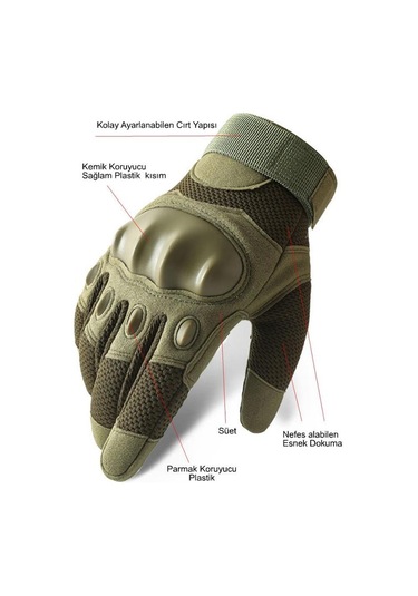 Single Sword Eklem Koruyucu Tam Parmak Motorcu Ve Bisiklet Eldiveni M-haki