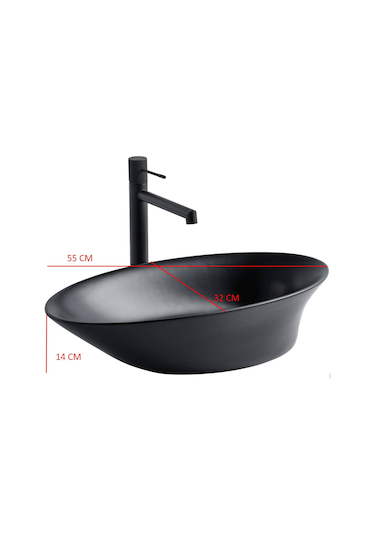 Lena - Tezgah Üstü Porselen Lavabo Siyah Outlet - Eh-4610ms- Diğer