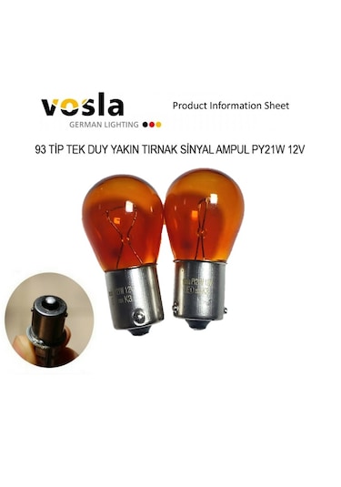 2 Adet Tek Duy Yakın Tırnak Sinyal Ampülü Py21w 12v Turuncu