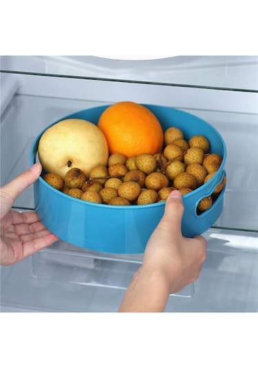 Mavi 360 Döner Tepsi Mutfak Saklama Kapları Baharat Kavanoz Aperatif Yiyecek Tepsisi Banyo Saklama Kutusu Kaymaz Kozmetik Organizatör Mavi