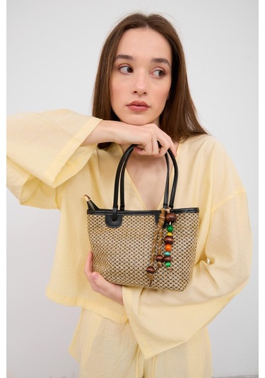 Roen Hasır Omuz Çantası Siyah Siyah