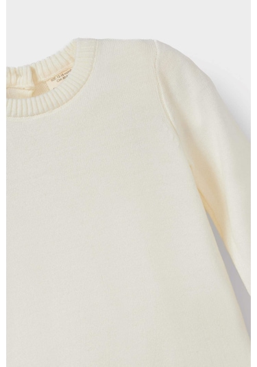 Defacto Kız Bebek Bisiklet Yaka Triko Kazak X8187a225auer100 Ekru