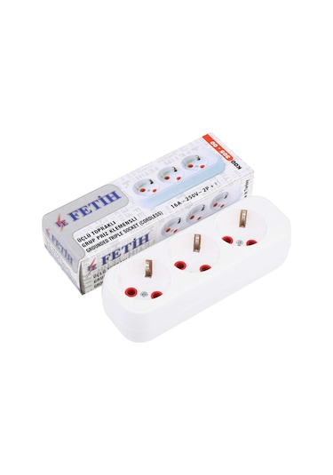 Fetih 305 - 00 Klemens Topraklı Kablosuz Grup Priz 3'lü 10 Adet