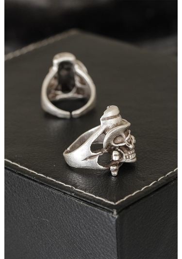 Kuru Kafa Tasarımlı Eskitme Gümüş Renkli Ayarlamalı Model Erkek Yüzük - Tj-ey216 Çok Renkli