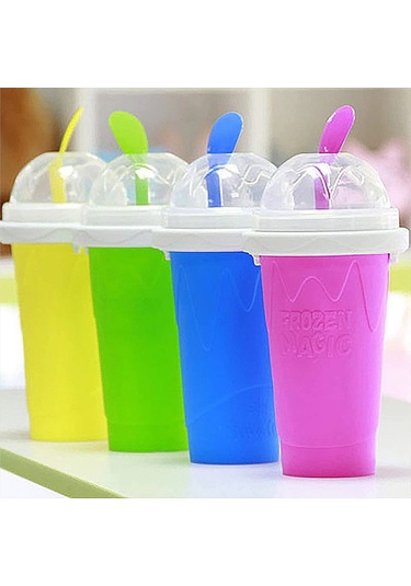 Leezsing Kırmızı Smoothie Bardağı, Soğutma Bardağı Çift Katmanlı Sıkılabilir Bardak Smoothie Makinesi, Dıy Ev Yapımı Dondurma Makinesi