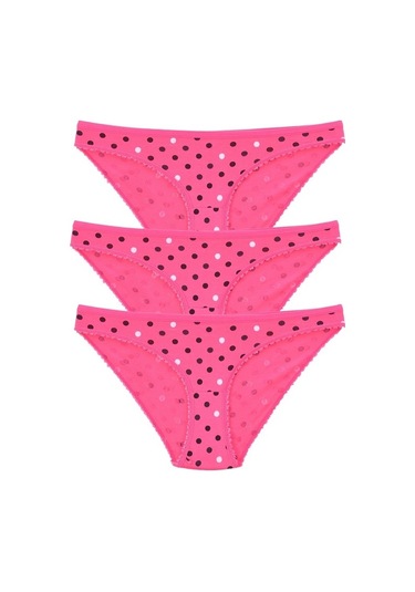 Kadın 3'Lü Paket Desenli Bikini Külot Fuşya (481017854)-Tek Ebat-Fuşya
