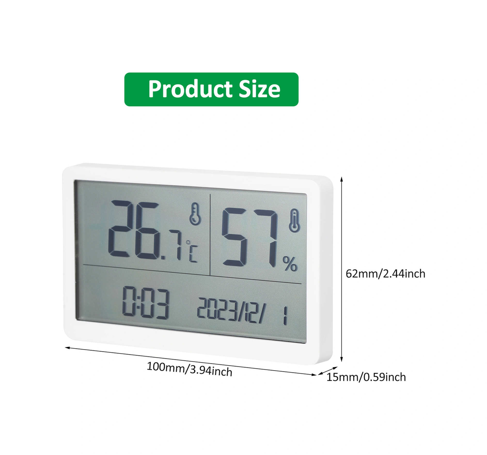 Geeroyoo Ev İçi Kullanıma Yönelik Yüksek Hassasiyetli Beyaz Lcd Ekranlı Sıcaklık Ve Nem Ölçer - Cr2032 Pil İle Teslim Edilir