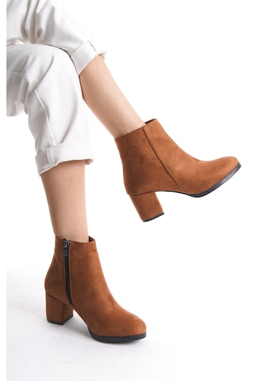Kadın Liva Düz Topuklu Kısa Bot Taba Süet