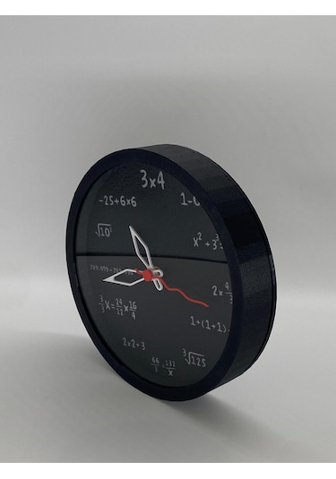 Matematik Temalı Duvar Saati, Siyah Kasa, Zamanı Bilimle Yorumla Siyah