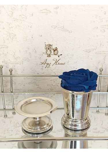 Gül Kovası/ Mavi Kadife Gül- Lokumluk -kahve Yanı Sunum - Isteme