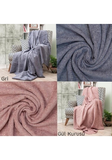 Latuda - Şönil Jakarlı Desen Kaymaz Çekyat Örtüsü Ve Koltuk Şalı