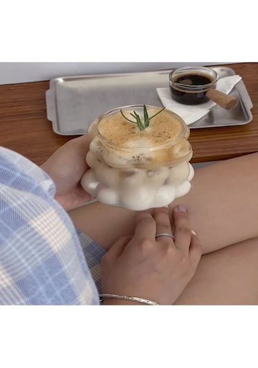 Suofeng Cam Bardak Üzümlü Desen, 350 Ml, Pyrex, Şeffaf, 1 Adet Şeffaf