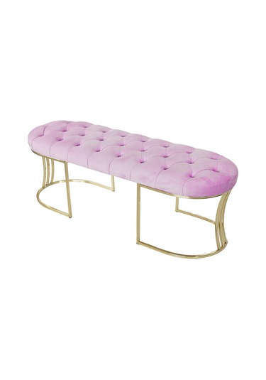 VİEGO GOLD PEMBE-Kapitoneli Model Puf&Bench&Koltuk-Oturak-Uzun Makyaj Puff-Yatak Odası Ucu&Önü