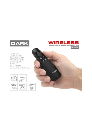 Dark Dk-Ac-Wp07 Kırmızı Lazerli Kablosuz Presenter
