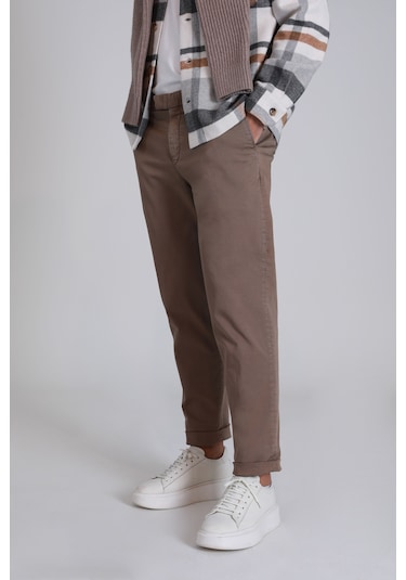 Lufian Gabrıel Spor Erkek Chino Pantolon Slim Fit Kahverengi Kahverengi 112190305100400 Kahverengi