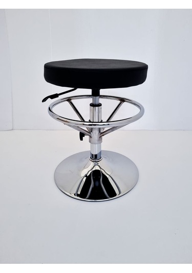 Siyah Deri Yüksek Bar Boy Tabure